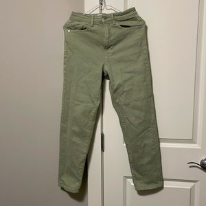 Stradivarius green straight leg mom jeans